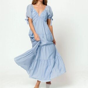 Grayson Light Blue Maxi Dress with Pockets